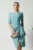 Rochie office din stofa bleu cu funda in talie