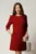 Rochie office din stofa bordo cu floare pe umar