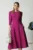 Rochie office din stofa magenta cu flori la bust
