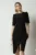 Rochie office din stofa neagra cu funda in talie