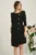 Rochie office din stofa neagra cu nasturi perlati