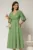 Rochie office din stofa verde fistic cu bust petrecut si rever