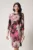 Rochie office din viscoza cu imprimeu fucsia si bej