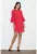 Rochie rosie – cu maneci volan – din material usor – poliester