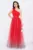 Rochie rosie de nasa Kendra lunga in degrade eleganta din tulle cu floare 3D