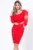 Rochie rosie de ocazie Viviana cambrata cu flori 3D