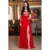 Rochie rosie de seara eleganta Georgia cu broderie deosebita
