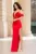 Rochie rosie eleganta lunga Simina cu paiete si inchidere tip corset