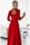 Rochie rosie lunga – eleganta – cu top din dantela si despicatura la picior