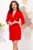 Rochie rosie tip sacou cu nasturi aurii