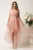 Rochie roz cu lungime asimetrica din tull in clos cu cordon in talie- Ella Collection Isabel