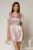 Rochie roz scurta din tafta cu accesoriu auriu in talie