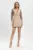 Rochie sacou eleganta bej cu maneci din broderie