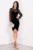 Rochie scurta Trisha din catifea neagra cu fronseuri si maneci din tulle