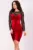 Rochie scurta Trisha din catifea rosie cu fronseuri si maneci din tulle