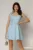 Rochie scurta bleu cu funda pe umar si decolteu patrat