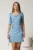 Rochie scurta bleu din stofa cu fundite