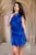 Rochie scurta de ocazie albastra Rosalia cu floare maxi din organza