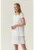 Rochie scurta din amestec de in cu model stratificat