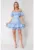 Rochie scurta fara umeri 100% Bumbac Off White/Blue 16489
