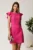 Rochie scurta fucsia din stofa cu funda maxi la spate