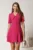 Rochie scurta fucsia din stofa in clini cu nasturi si guler maxi