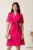 Rochie scurta fucsia din stofa tip sacou cu croi cambrat si volan pe bust