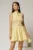 Rochie scurta galbena din poplin cu inchidere cu design la bust