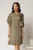 Rochie scurta kaki cu fir lurex cu croi drept si maneci tip lalea