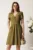 Rochie scurta kaki din tencel in clos cu nasturi la bust- Moze