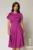 Rochie scurta magenta cu croi clos si funda ampla