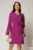 Rochie scurta magenta cu funda ampla in talie si maneci sparte