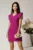 Rochie scurta magenta evazata din stofa cu guler maxi
