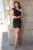 Rochie scurta neagra conica din tafta cu fronseuri- InPuff