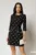 Rochie scurta neagra cu buline cu perle la capace si croi tip A