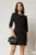 Rochie scurta neagra cu clapete cu aplicatii si croi tip A