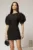 Rochie scurta neagra cu croi cambrat si maneci scurte bufante