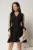 Rochie scurta neagra cu decolteu in V si maneci lungi sparte