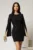 Rochie scurta neagra cu maneci sparte si curea in talie din voal plin