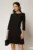 Rochie scurta neagra cu pliuri pe fusta si funda la bust