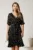 Rochie scurta neagra din satin cu buline