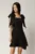 Rochie scurta neagra din stofa in clini cu funde la umeri