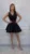 Rochie scurta neagra din tafta accesorizata cu perle si pene in partea superioara