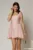 Rochie scurta roz cu buline din tencel cu snur la spate si decolteu patrat