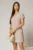 Rochie scurta roz cu croi drept din rayon cu decolteu in V si snur la maneci
