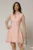 Rochie scurta roz cu maneci din dantela si nasturi decorativi