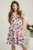 Rochie scurta roz din voal in clos cu imprimeu floral negru- Moze