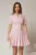 Rochie scurta roz tip sacou cu pliuri pe fusta