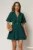 Rochie scurta verde cu guler ascutit si nasturi