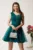 Rochie scurta verde din tull in clos cu flori pe bust- Ella Collection Serena